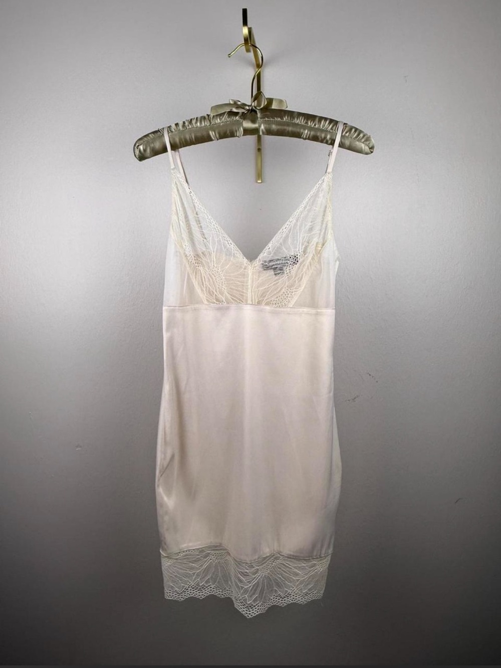 Hera Collection Cream Lace Trim Satin Slip Dress